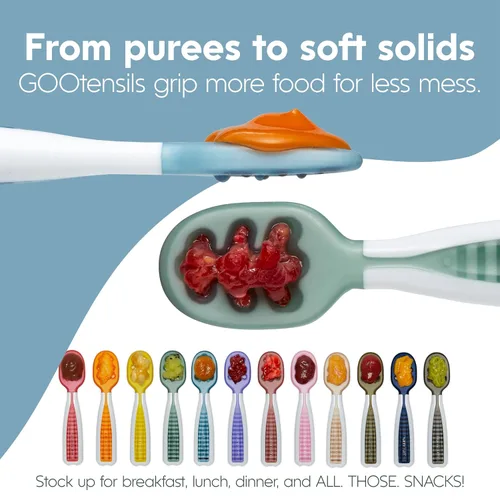 Miniatura 6 de Juego de cucharas para bebé NumNum, cucharas pre-silicona GOOtensils para niños de 6+ meses - Primera etapa, destete guiado por el bebé (BLW)