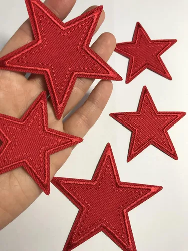 Miniatura 4 de Parches para planchar - Parche de estrella roja 5 piezas Parche bordado apliques A-169 Rojo