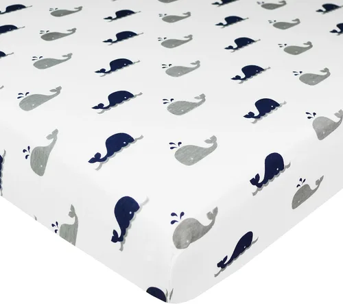 Miniatura 16 de American Baby Company Sábana bajera ajustable para mini cuna 100% algodón natural, de 38" x 24", suave y transpirable, sábana pequeña tipo nido Azul