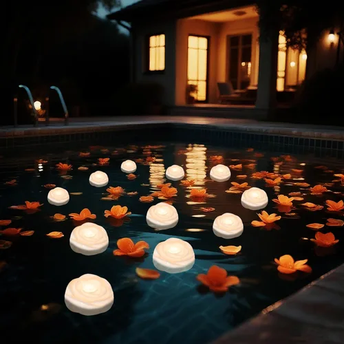 Miniatura 7 de Aignis 6 piezas de velas LED flotantes sin llama, velas de té de rosa blanca de plástico operadas por batería, más de 120 horas de tiempo de brillo