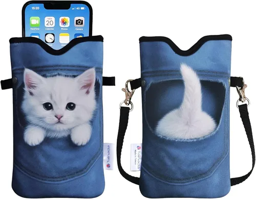 Miniatura 101 de Tainada Funda Estuche Bolsa de Neopreno para Teléfono para Hombres y Mujeres con Correa Cruzada/Cordón para el Cuello para iPhone 17/16/15 Pro Max
