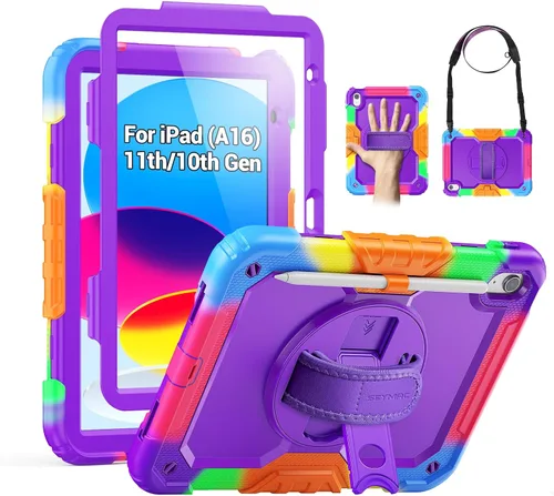 Miniatura 25 de SEYMAC Funda para iPad Air de 5ª/4ª generación de 10.9 pulgadas, Funda Protectora de Cuerpo Completo Resistente a Golpes con Protector de Pantalla
