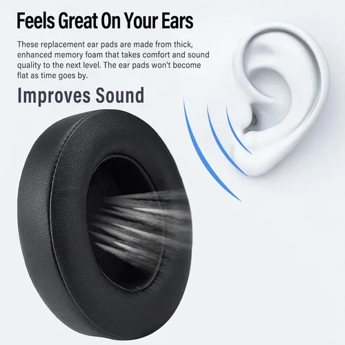 Miniatura 3 de Studio 2 - Almohadillas de repuesto para auriculares Beats Studio 2 y Studio 3 con cable e inalámbricos, almohadillas de espuma viscoelástica