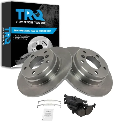 Miniatura 96 de TRQ Juego de pastillas de freno semimetálicas traseras y rotores compatibles con Chevrolet Trailblazer 02-06 Trailblazer EXT 04-06 SSR 02-07 GMC