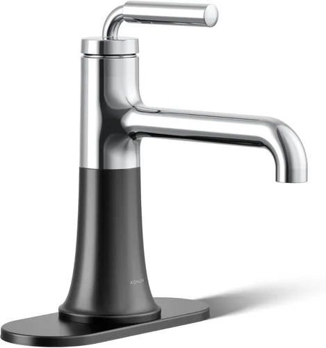 Miniatura 15 de Kohler 27415-4-BMB Tone™ Grifo de lavabo de baño monomando, 1.2 gpm, negro mate con latón moderno cepillado Negro mate/Bronce moderno