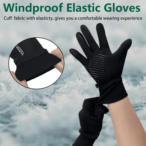 Miniatura 5 de Guantes de ciclismo de invierno para niños y niñas, guantes de ciclismo para pantalla táctil, impermeables, térmicos, guantes deportivos para niños