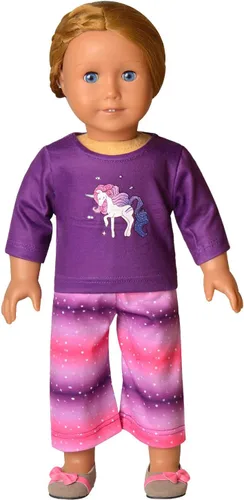 Miniatura 7 de QPANCY Conjunto de pijamas a juego para niñas y muñecas, pijamas de manga larga para otoño e invierno