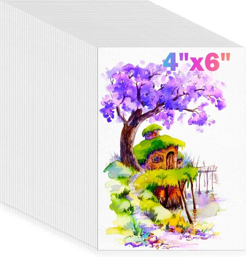Miniatura 18 de 100 hojas de papel para acuarela, papel blanco de acuarela de 5"x7" a granel, papel de artista de 140 libras/300 g prensado en frío sin ácidos