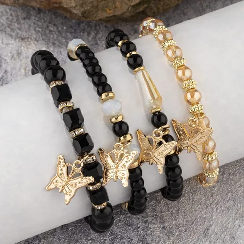 Miniatura 3 de Pingyongchang Pulseras bohemias para mujer, estilo bohemio, multicapa, con cuentas doradas, apilables, elásticas, hechas a mano, multicolor