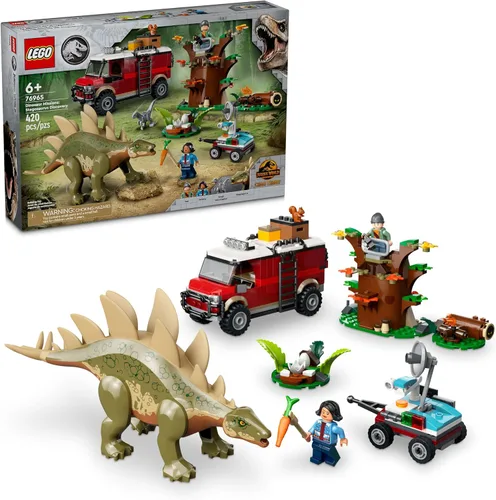 LEGO Jurassic World Misiones de Dinosaurios: Set de Construcción del Descubrimiento del Estegosaurio - Set de Juguetes de Dinosaurios para Jugar con
