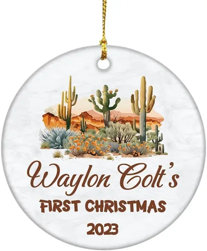 Miniatura 3 de Adornos personalizados de primera Navidad para bebés 2023, adorno del desierto de cactus, adorno de la primera Navidad del bebé, adornos Bebé 16