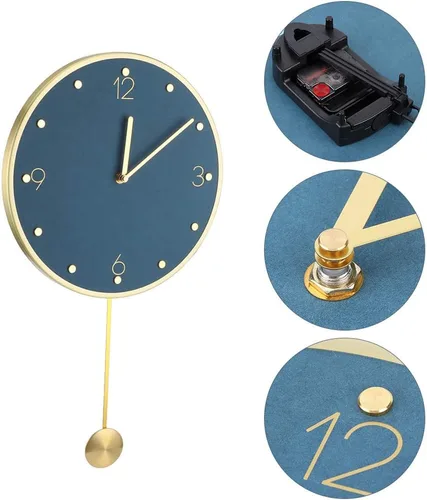 Miniatura 6 de Reloj de pared de péndulo moderno, reloj de pared grande para sala de estar, funciona con pilas, reloj de pared de péndulo silencioso para el hogar