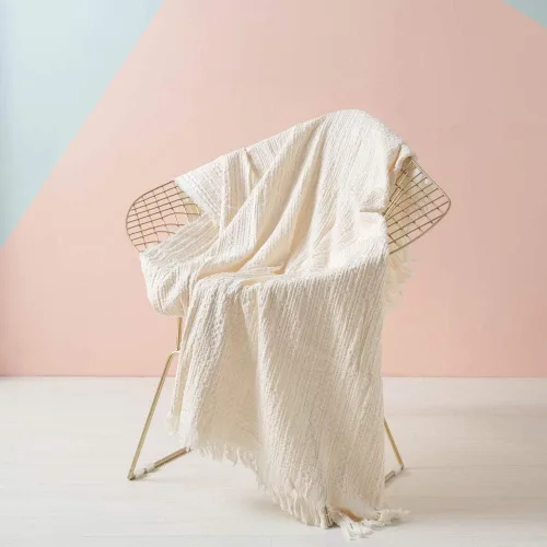 Miniatura 17 de Simple&Opulence Manta 100% algodón para sofá, cama, manta de punto gofre con borlas, suave, ligera, prelavada, transpirable, cómoda, decoración