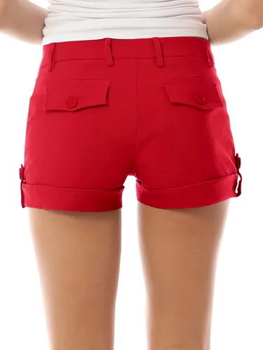 Miniatura 6 de MixMatchy Pantalones cortos casuales con puños y bolsillos para mujer
