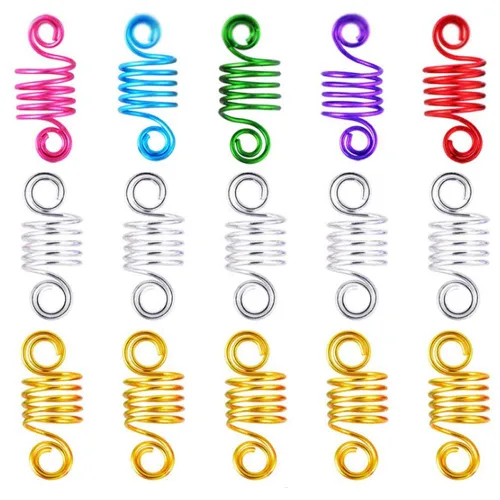 50 piezas de rastas para el cabello, puños de metal trenzados, anillos de resorte, rastas para decoración de cabello (color mezclado)