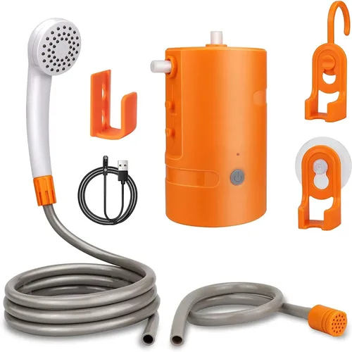 Miniatura 9 de Ducha portátil al aire libre, 2 modos de flujo, bomba de ducha alimentada por batería de 4400 mAh para senderismo/mochilero, viajes, playa