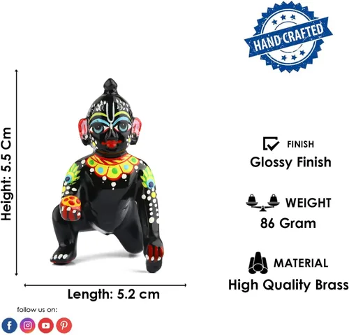 Miniatura 4 de Satvik - 1 pieza (talla 0) de latón, ídolo de Gopal Kanha Ji Murti/estatua india Krishna, figura de gopal Krishnajanmashtmi Makhan Chor Bal Gopal 32