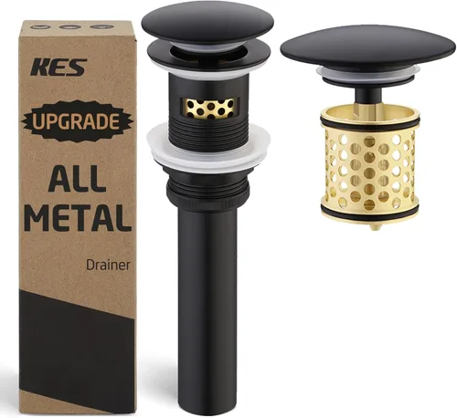 Miniatura 10 de KES S2018A-BN - Drenaje para lavabo de baño con desbordamiento, desagüe desplegable para tocador de baño, colador desmontable, níquel cepillado