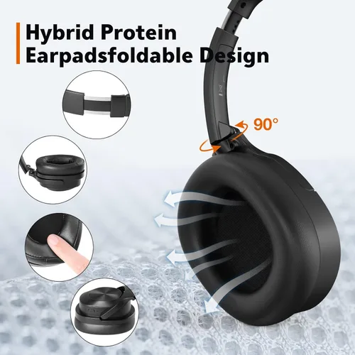 Miniatura 4 de Auriculares con cancelación activa de ruido, auriculares Bluetooth inalámbricos, micrófono integrado, 40 horas de reproducción, auriculares