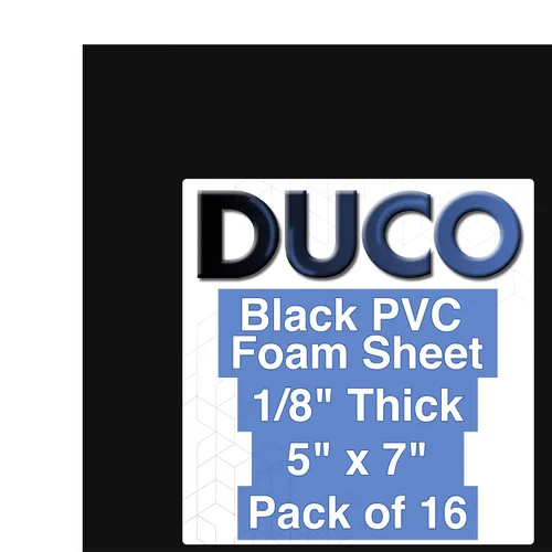 Miniatura 76 de Hoja de PVC expandido de Duco USA, de 1/8" de grosor - Paquete de 8 de 12 x 12" de tablero de espuma de celda cerrada negro mate - Lámina