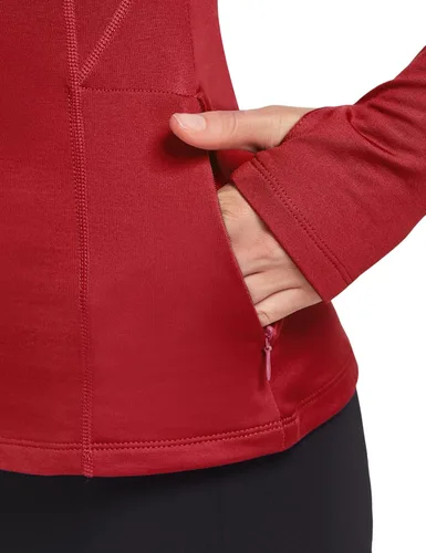 Miniatura 3 de BALEAF Camiseta térmica de forro polar para mujer, de manga larga, con agujeros para los pulgares, bolsillo con cremallera para clima frío