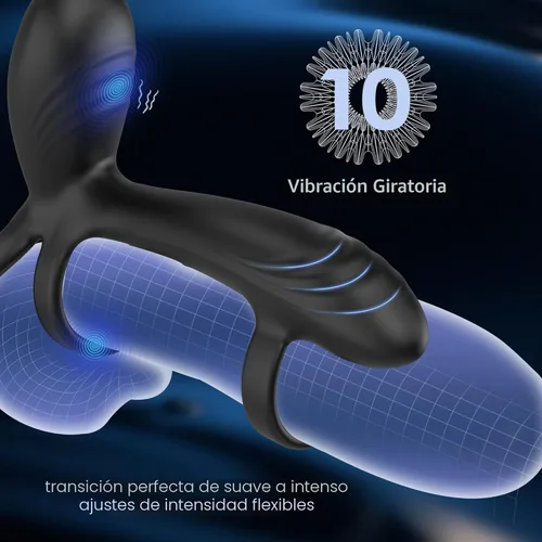 Miniatura 4 de Anillo vibratorio para el pene con estimulador de punto G de giro de 360°, anillo para el pene juguetes sexuales para parejas con 10 modos, juguete