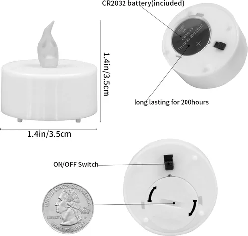 Miniatura 5 de JUNPEI - Velas de té que funcionan con pila: velas realistas, parpadeantes y duraderas, adecuadas para celebrar festividades, bodas, fiestas