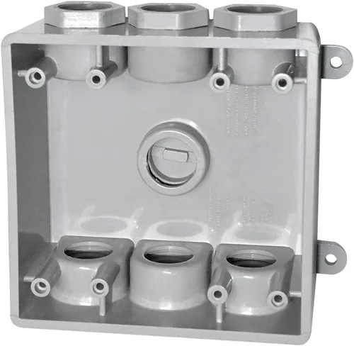 Miniatura 10 de Caja de Salida Eléctrica Redonda, Resistente a la Intemperie 5 Agujeros-1/2 o 3/4 pulgadas Caja de Salida Eléctrica, Listado UL, Caja de Conexiones