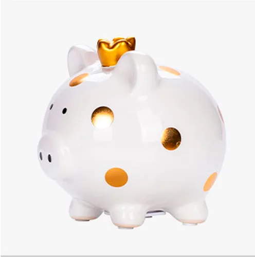 Miniatura 8 de Hucha de cerámica de dibujos animados, corona de cerdo, moneda, caja de dinero, caja de ahorro de monedas para adultos, niños y niñas (rosa)