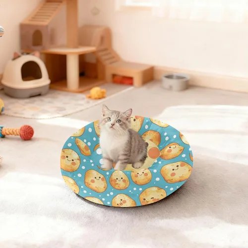 Miniatura 3 de Wudan Pet Cat Beds Removable & Washable Fluffy Dog Cave Bed for Small Size Pets Supplies XS Cartoon Kawaii-Style Potato Blue