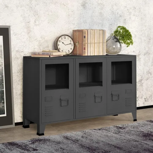 Miniatura 16 de Cabient de almacenamiento de metal de estilo industrial con 2 estantes, archivador de acero blanco con 6 puertas para oficina en casa, garaje