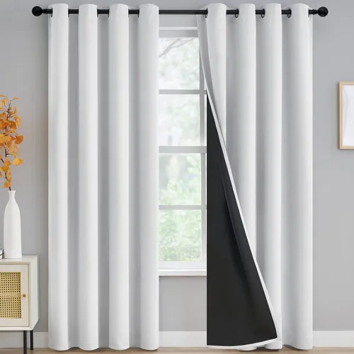Miniatura 254 de Yakamok Cortinas negras, cortinas de ventana con aislamiento térmico y eficiencia energética para dormitorio, cortinas opacas completas y cortinas
