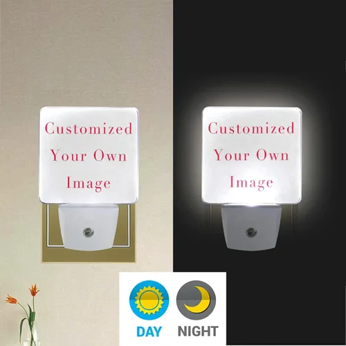 Miniatura 2 de Vdsrup Juego de 2 luces nocturnas personalizadas con enchufe, luz nocturna LED, lámpara con sensor automático del atardecer al amanecer