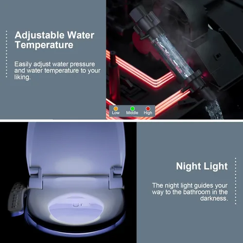 Miniatura 5 de ZMJH ZMA102D Asiento de inodoro con bidé, redondo inteligente, agua caliente ilimitada, lavado en remolino, calentado electrónicamente, secador