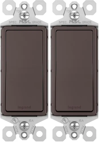 Legrand - Pass & Seymour - Interruptor de luz radiante de 15 amperios, balancín de un solo polo de bronce oscuro, TM870DBCC10, 1 unidad (paquete de