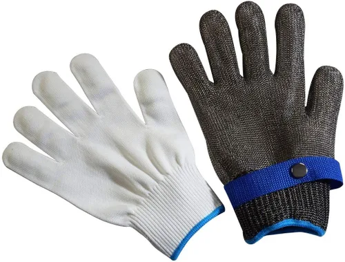 Miniatura 3 de Guantes de acero inoxidable resistentes a cortes, protección de grado 5, cómodos guantes de seguridad para corte de cocina para múltiples usos (L)