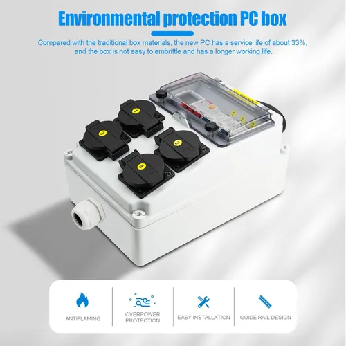 Miniatura 2 de Caja de Distribución de Energía, Caja Eléctrica con Medidor de Electricidad 110V y Panel de Salida de Energía NEMA 5-20, Caja de Distribución