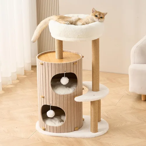 Miniatura 8 de Árbol moderno para gatos de interior para adultos, torre grande de árbol para gatos de 36 pulgadas de alto con postes rascadores, acogedora cueva