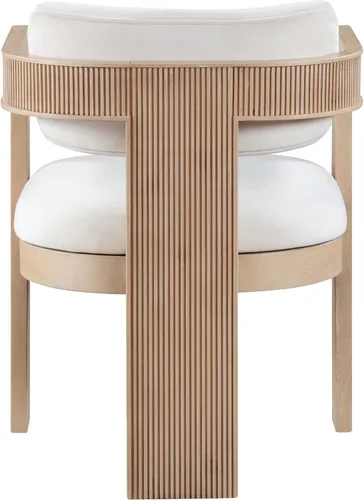 Miniatura 7 de Meridian Furniture 11094Cream-C Sacha Collection Silla de comedor Art Deco, terciopelo crema Ultra Luxe, terciopelo de 460 GSM, acabado natural
