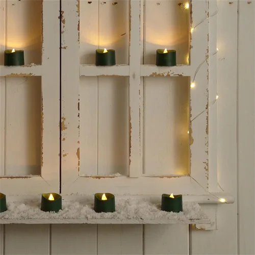 Miniatura 6 de Homemory - Paquete de 12 velas de té verdes, a pilas, duran más de 200 horas, sin llama, parpadeantes, falsas, eléctricas, LED, para Navidad