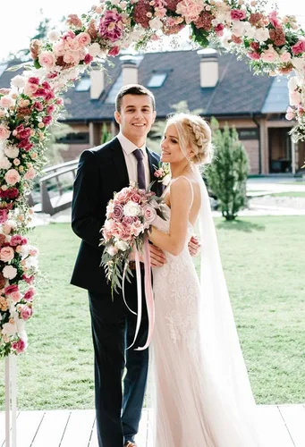 Miniatura 4 de Ansofi Ramos de boda de rosas polvorientas de 9 pulgadas para novia, ramo de novia en cascada para novia, rosas artificiales de seda, ramo de flores