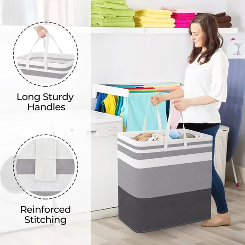 Miniatura 4 de StorageRight Cesta de Lavandería Canasta Grande Plegable con Asas de Fácil Transporte，Cestas de Ropa Independientes para Lavandería, Dormitorio