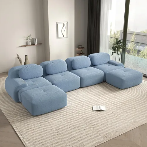 Miniatura 104 de Sofá biplaza moderno de 80 pulgadas para sala de estar, sofá de pana en forma de nube con asiento profundo, sofá modular negro, sofás de dos plazas