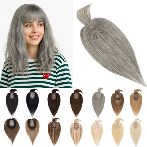 Miniatura 26 de SEGO Extensiones de pelo para mujeres con flequillo, cabello humano real, base de seda de 7 * 13 cm, 100% Remy, cabello humano con clip, piezas
