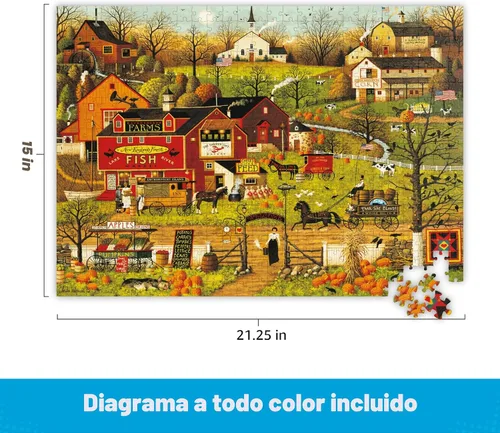 Miniatura 3 de Buffalo Games - Blackbirds Roost at Mill Creek - Charles Wysocki - Rompecabezas de otoño de 500 piezas para adultos - Escena americana de cosecha
