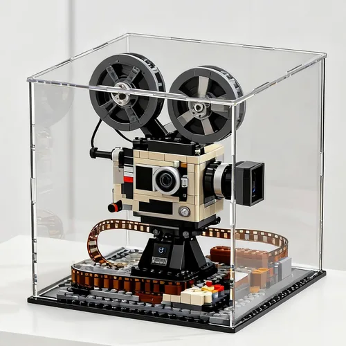 Miniatura 15 de Estuche acrílico de 8 pulgadas para exhibición, caja de acrílico transparente para coleccionables, funda de vidrio alternativo con soporte negro