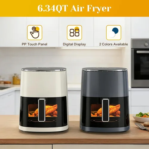 Miniatura 7 de Freidora de aire cuadrada de 6 cuartos de galón con ventana de visión, aparato multifunción 12 en 1 para freír, asar, hornear, cocinar al vapor