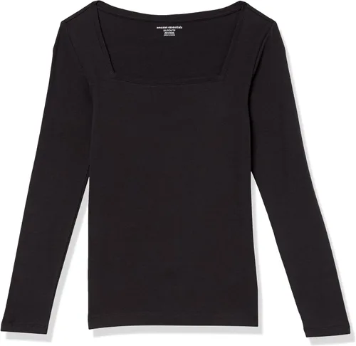 Miniatura 6 de Tienda Essentials Camiseta de manga larga ajustada con cuello cuadrado para mujer