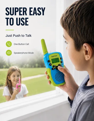 Miniatura 7 de Baturu Walkie Talkies para niños, paquete de 3, regalos para niños y niñas, juguetes de 5-10 años de edad