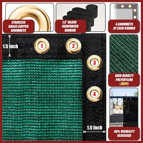 Miniatura 6 de Amgo pantalla antiviento para valla, para privacidad, de 4 pies, color beige, verde, gris, azul, negro, marrón, blanco, resistente, para uso
